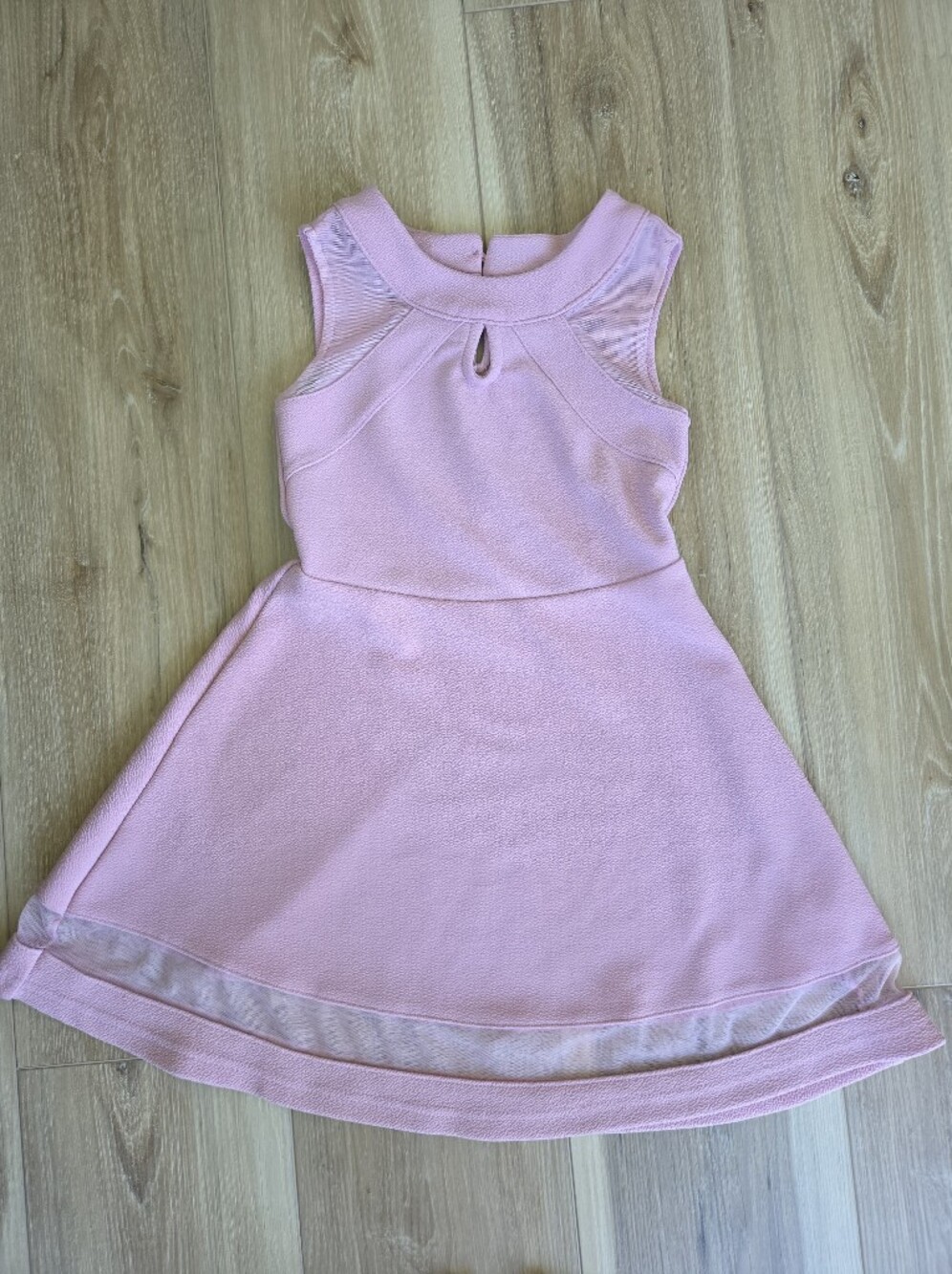 S 5/6 Children's Place Mesh Panel Keyhole Pink Texture Dress